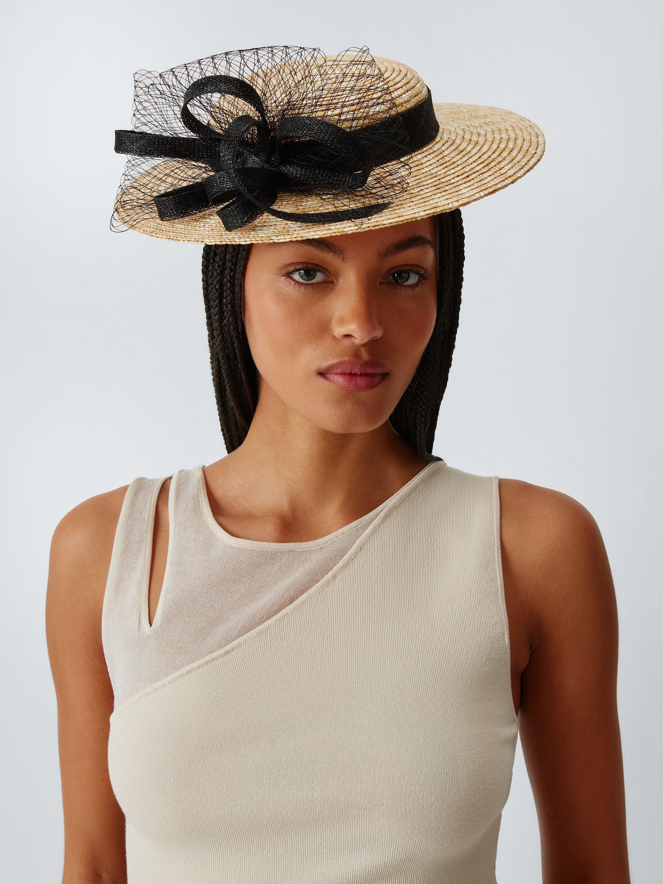 Product image 1 of 4, which shows John Lewis Emmaline Small Boater Hat, Natural