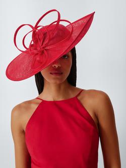 John Lewis Juliette Large Disc Occasion Hat, Red