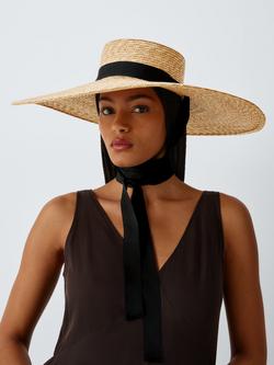 John Lewis Raya Large Straw Boater Hat, Natural, Natural