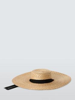 John Lewis Raya Large Straw Boater Hat, Natural - view 2, Natural