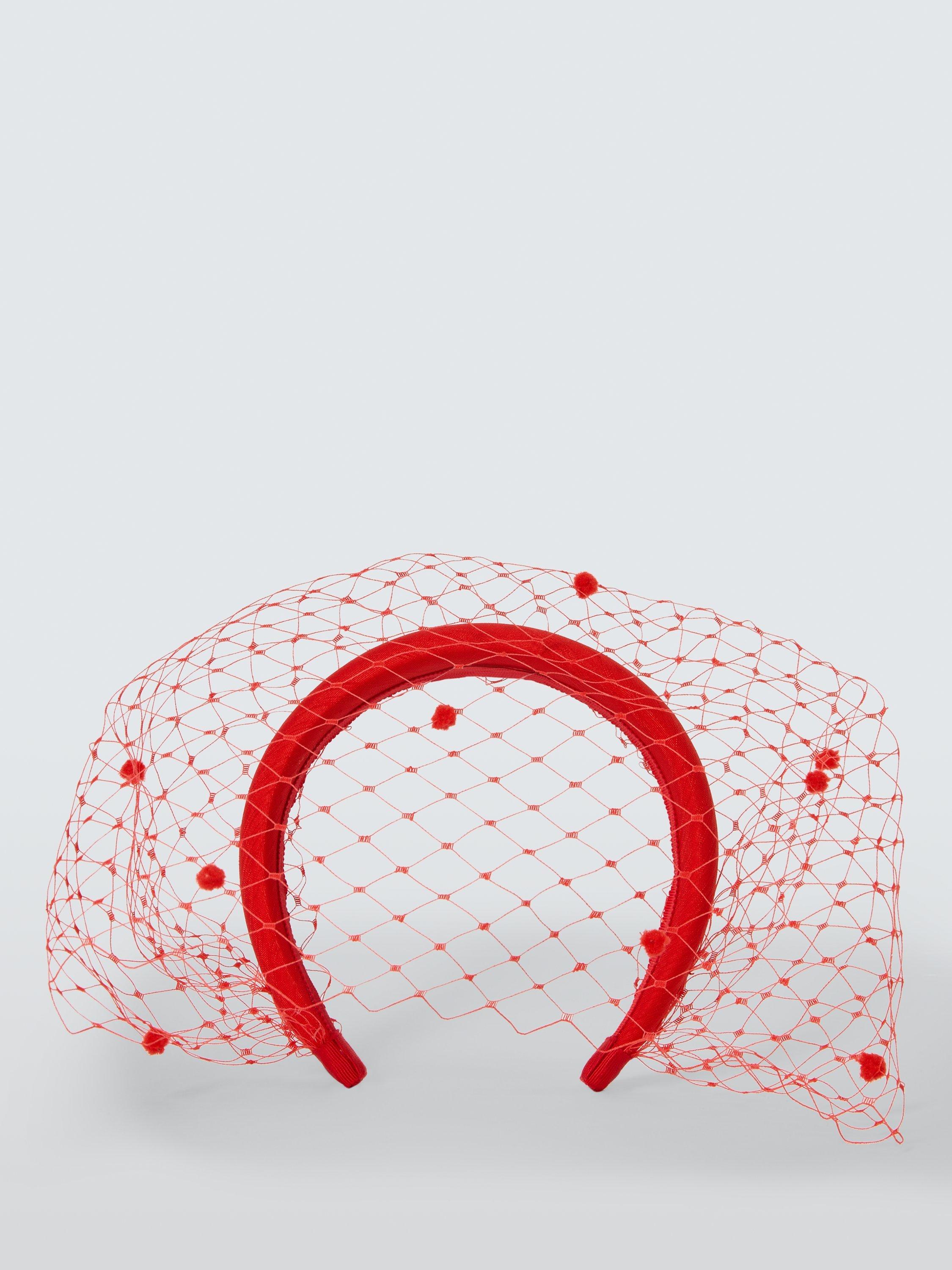 Product image 2 of 4, which shows John Lewis Reina Headband with Veil, Red