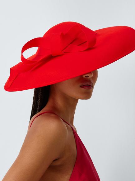 John Lewis Suzanne Downward Brim Hat, Red, Red