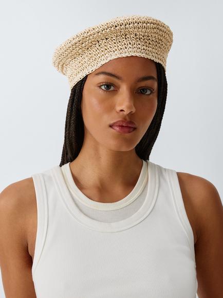 John Lewis Textured Beret, Natural, Natural