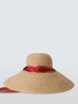 John Lewis Wide Brim Self-Tie Scarf Sun Hat, Natural - view 2, Natural