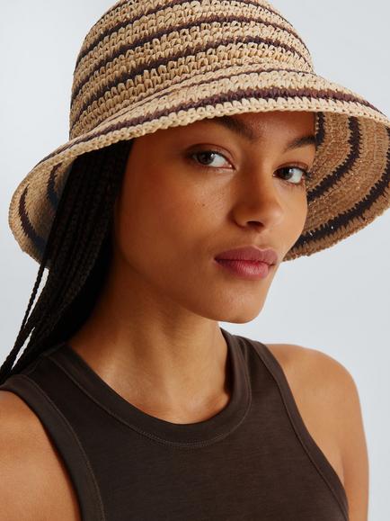 John Lewis Stripe Raffia Bucket Hat, Multi, Multi