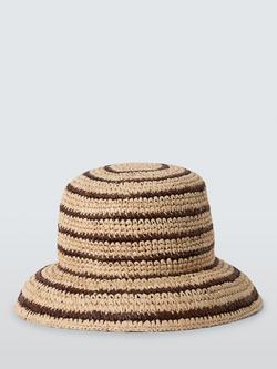 John Lewis Stripe Raffia Bucket Hat, Multi - view 2, Multi