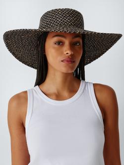 John Lewis Weave Brim Sun Hat, Black/Chocolate, Black/Chocolate