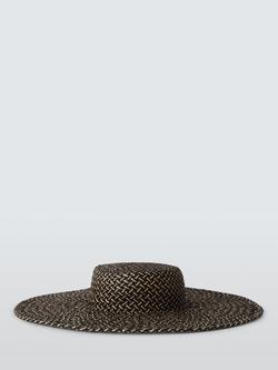 John Lewis Weave Brim Sun Hat, Black/Chocolate - view 2, Black/Chocolate