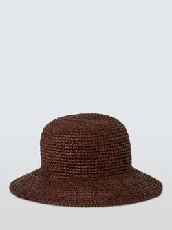 John Lewis Raffia Bucket Hat, Chocolate - view 2, Chocolate