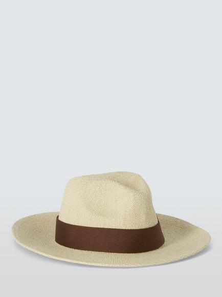 John Lewis Straw Fedora with Band, Natural - view 2, Natural