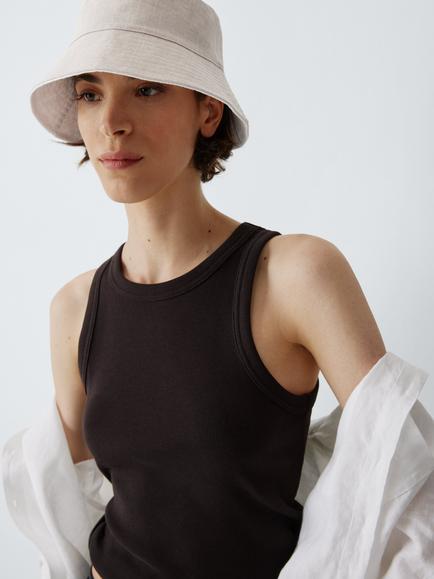John Lewis Reversible Bucket Hat, Natural, Natural