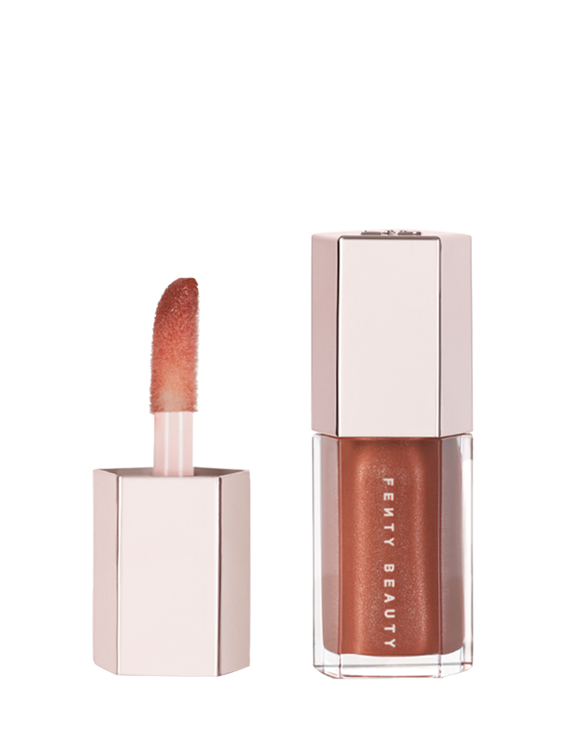 Product image 1 of 5, which shows Fenty Beauty Gloss Bomb Universal Lip Luminiser Mini, Fenty Glow