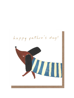Caroline Gardner Sausage Dog Stripey Jumper Father's Day Card, Multi