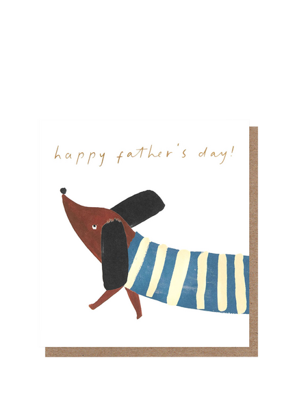 Caroline Gardner Sausage Dog Stripey Jumper Father's Day Card, Multi