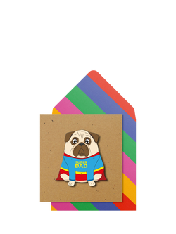 Tache Crafts Super Dad Pug Father's Day Card, Multi