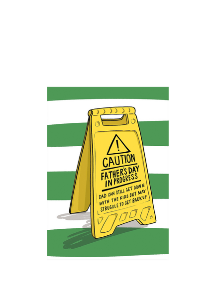 Running With Scissors Yellow Warning Sign Father's Day Card, Multi