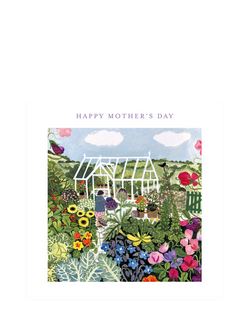 Woodmansterne Lady In A Garden Greenhouse Mother's Day Card, Multi