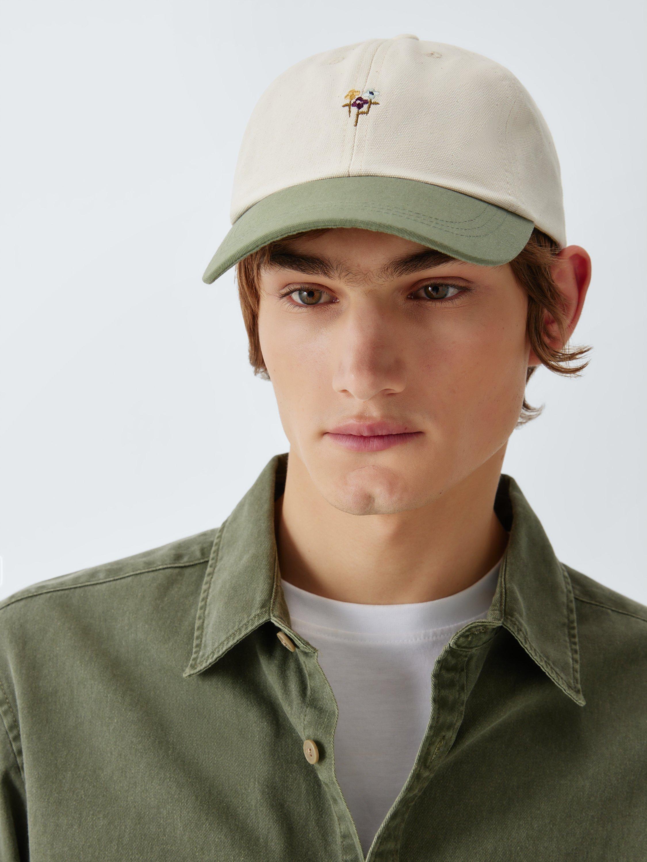 Product image 1 of 4, which shows John Lewis Embroidered Flowers Baseball Cap, Cream Green