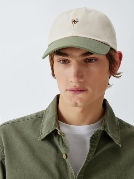 John Lewis Embroidered Flowers Baseball Cap, Cream Green, Cream/Green