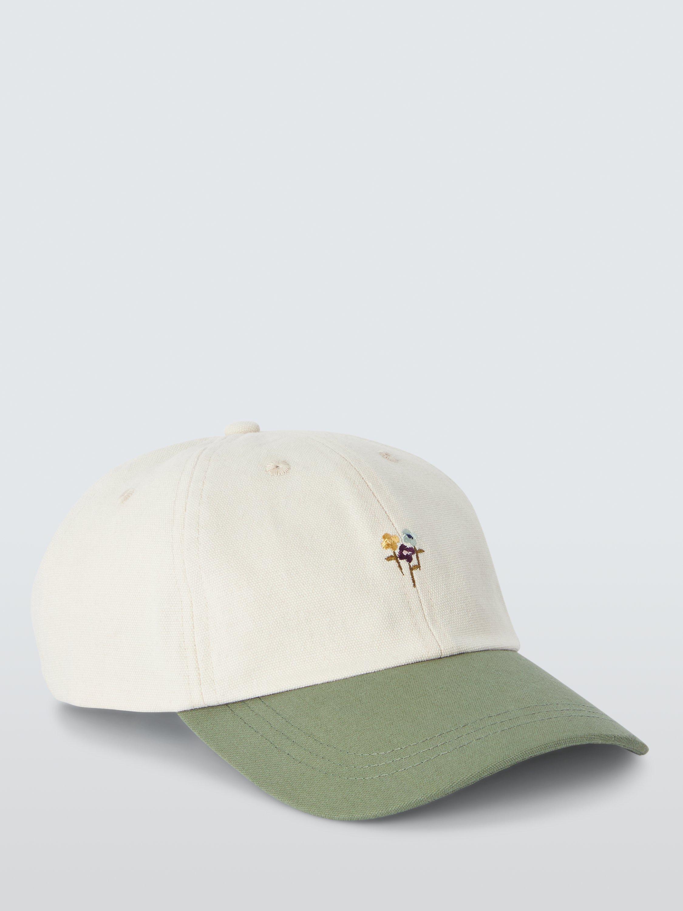 Product image 2 of 4, which shows John Lewis Embroidered Flowers Baseball Cap, Cream Green
