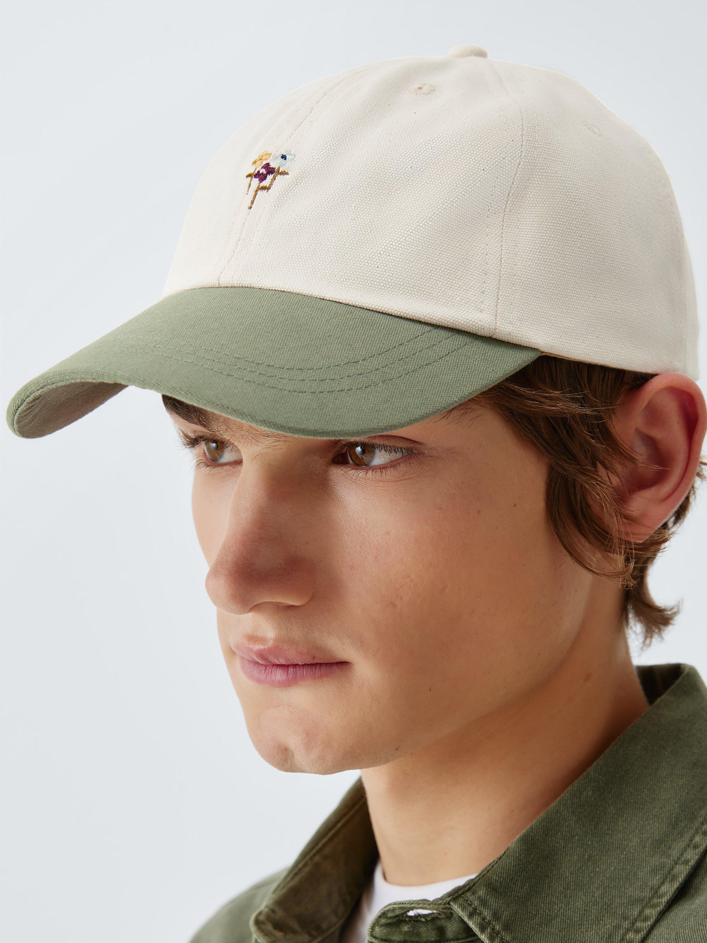 Product image 4 of 4, which shows John Lewis Embroidered Flowers Baseball Cap, Cream Green