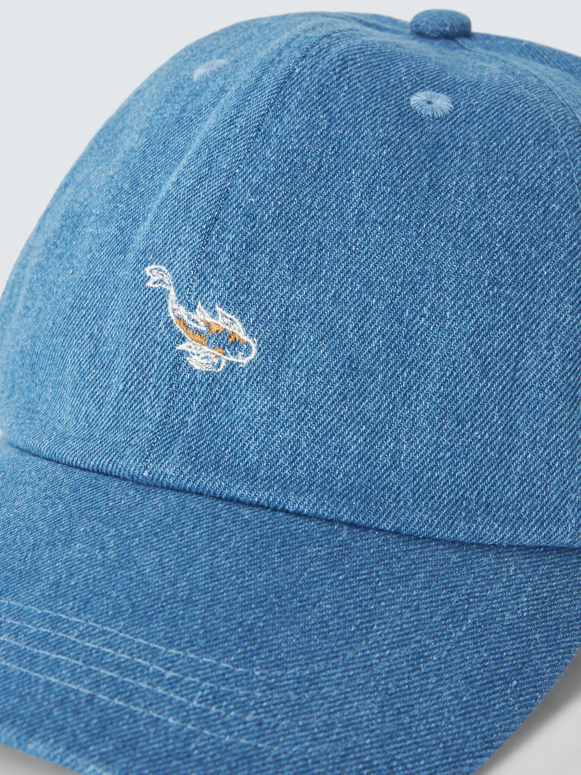 Product image 3 of 4, which shows John Lewis Cotton Embroidered Koi Carp Baseball Cap, Denim