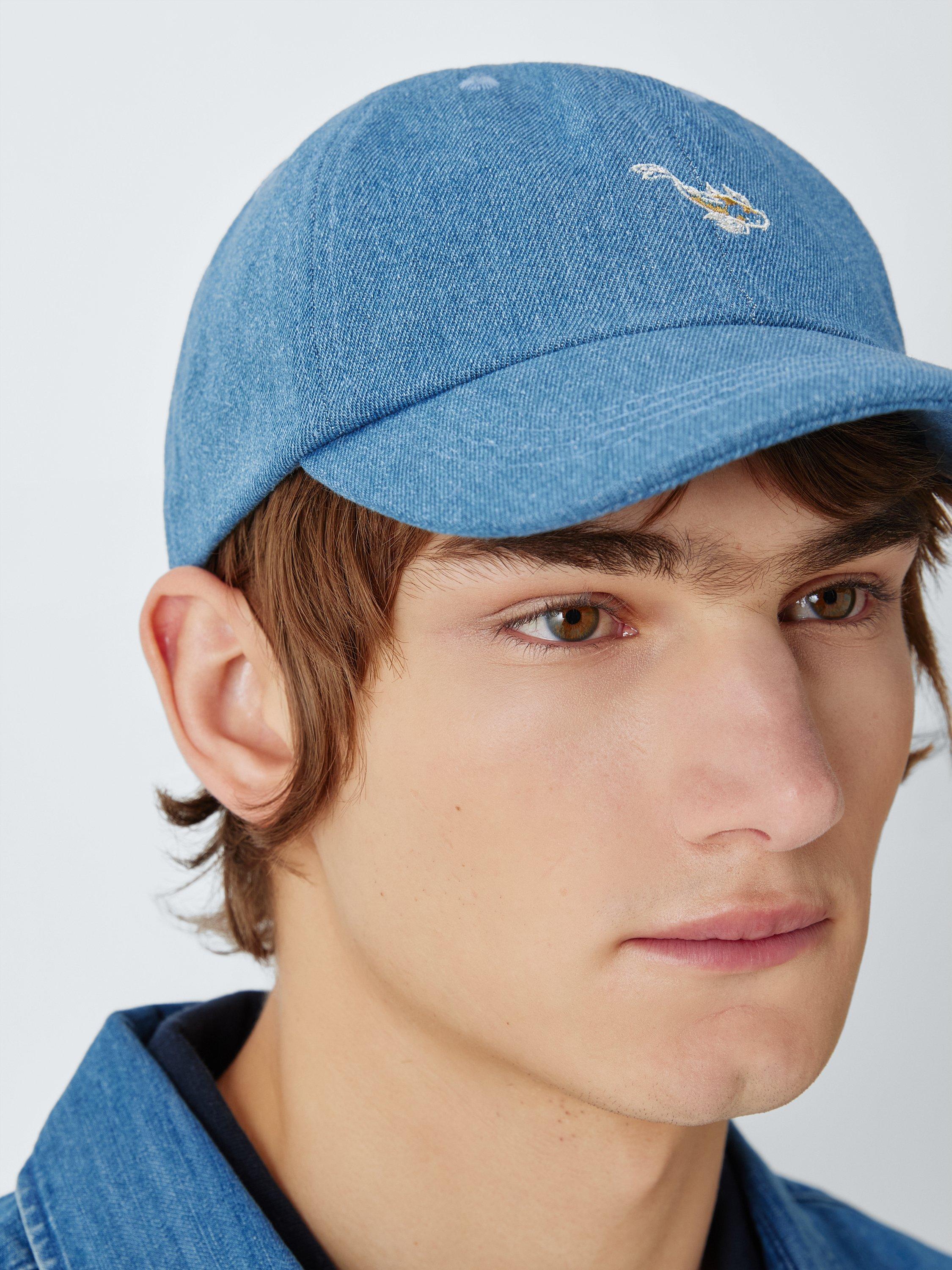 Product image 4 of 4, which shows John Lewis Cotton Embroidered Koi Carp Baseball Cap, Denim
