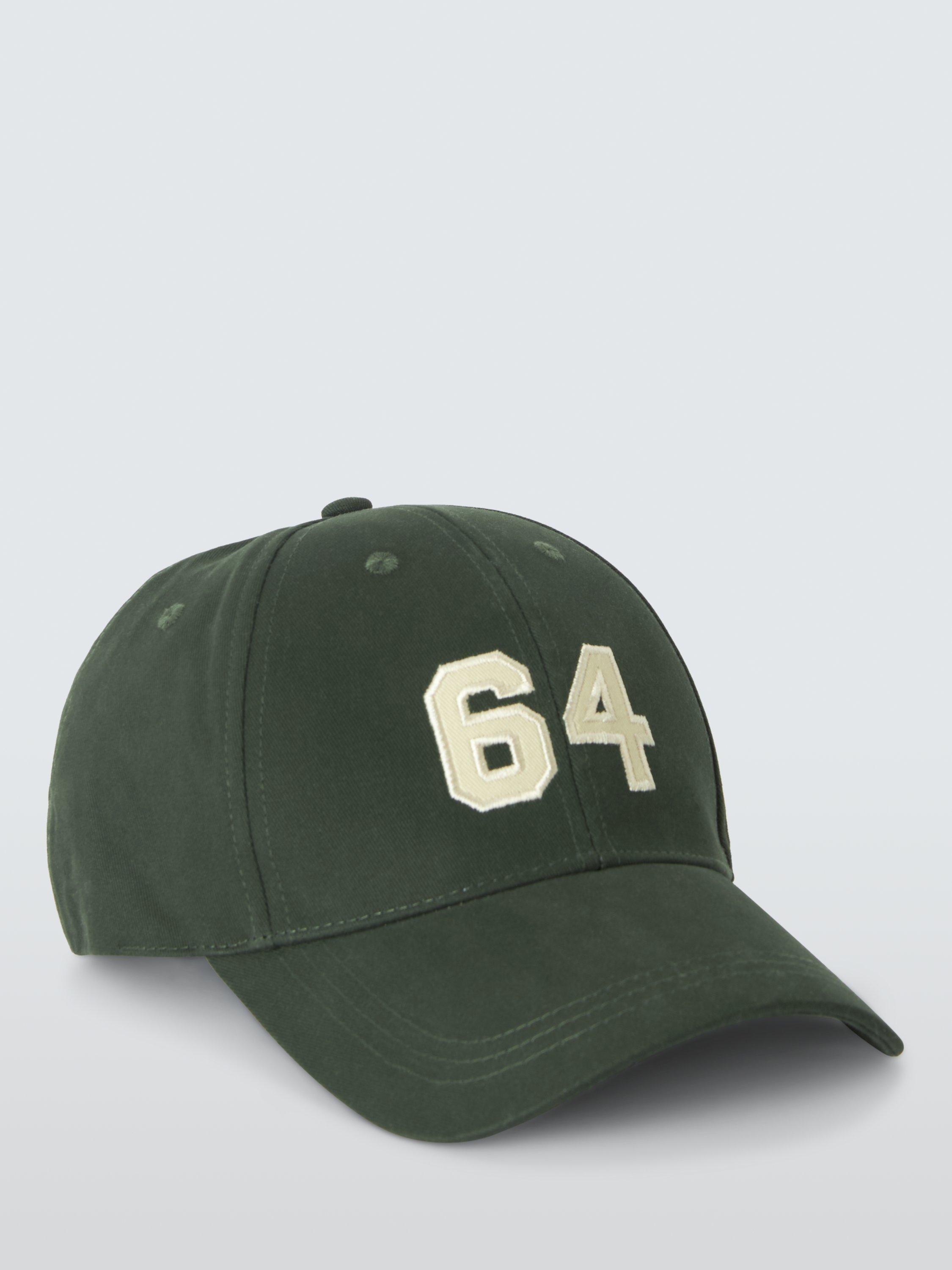 Product image 2 of 4, which shows John Lewis Cotton Embroidered 64 Baseball Cap, Dark Green