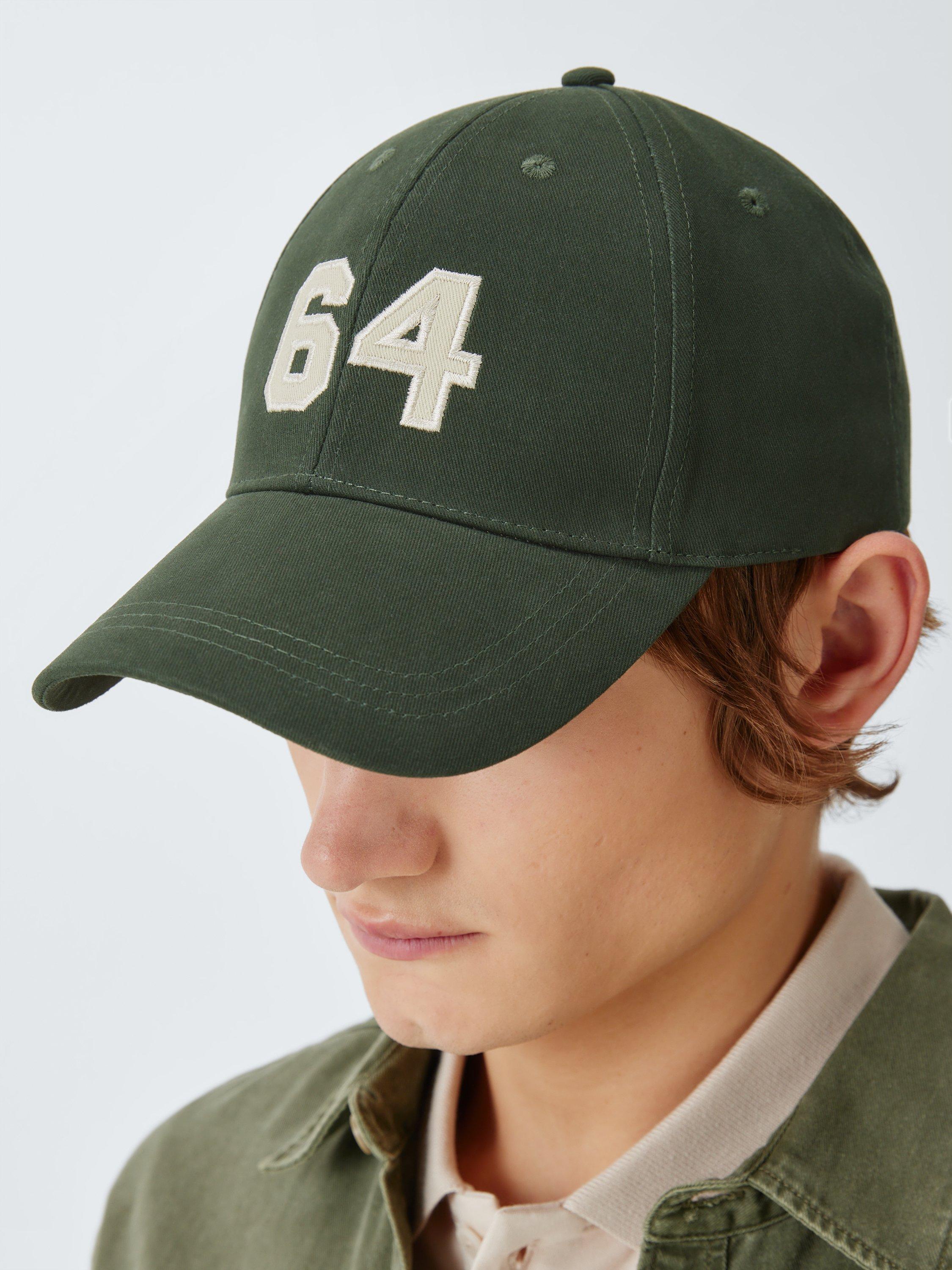 Product image 4 of 4, which shows John Lewis Cotton Embroidered 64 Baseball Cap, Dark Green