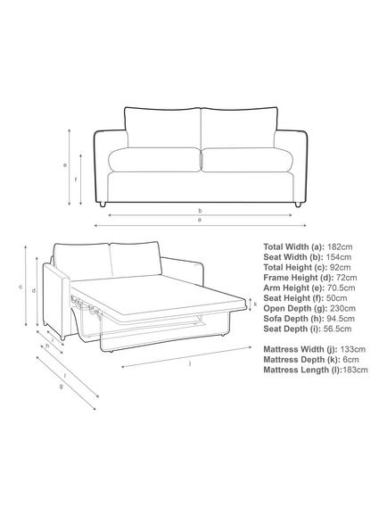 John Lewis Bailey II Medium Sofa Bed, Light Leg, Titan Navy - view 2, Titan Navy