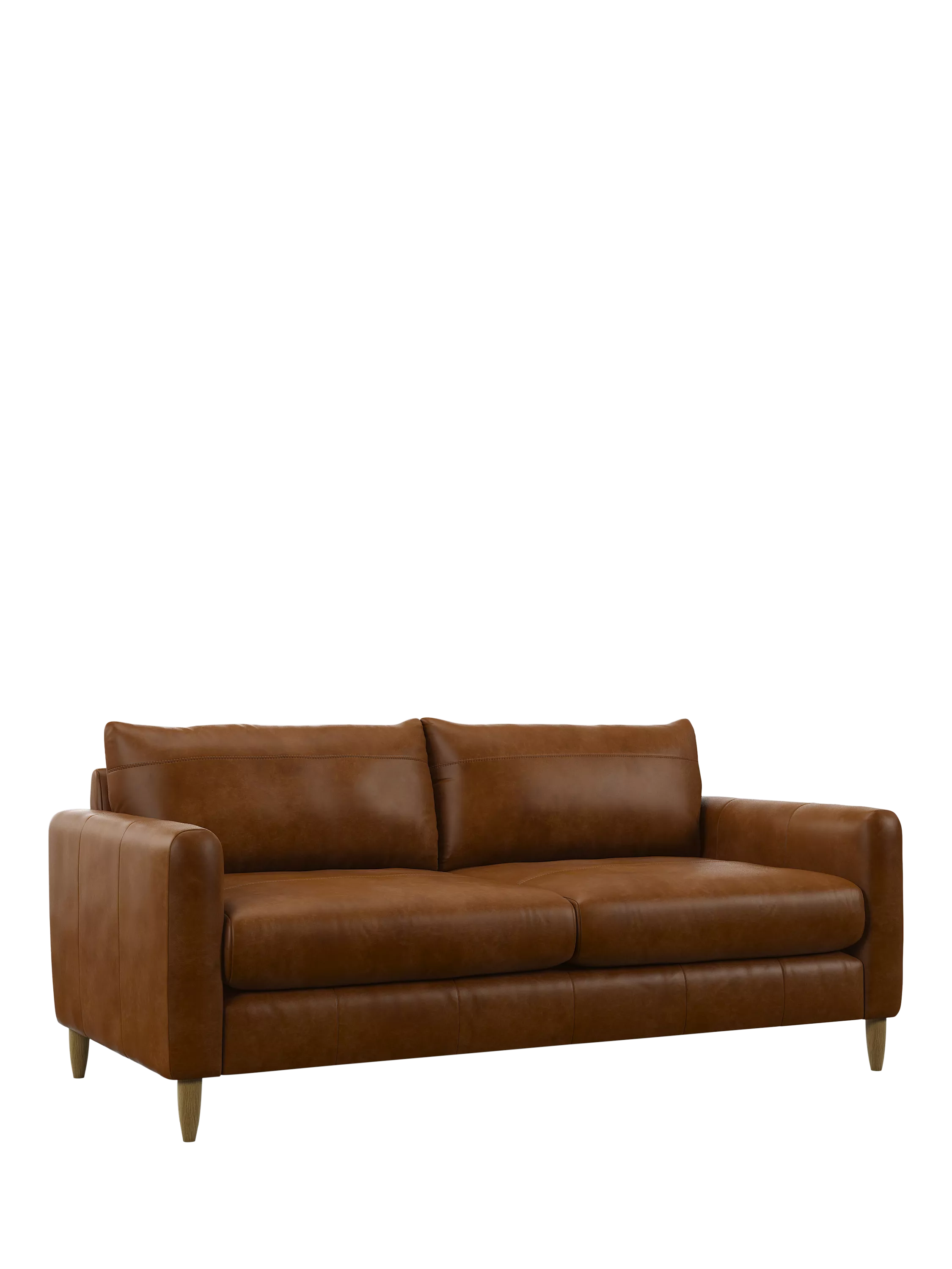 John Lewis Bailey II Large 3 Seater Leather Sofa, Light Leg, Brown