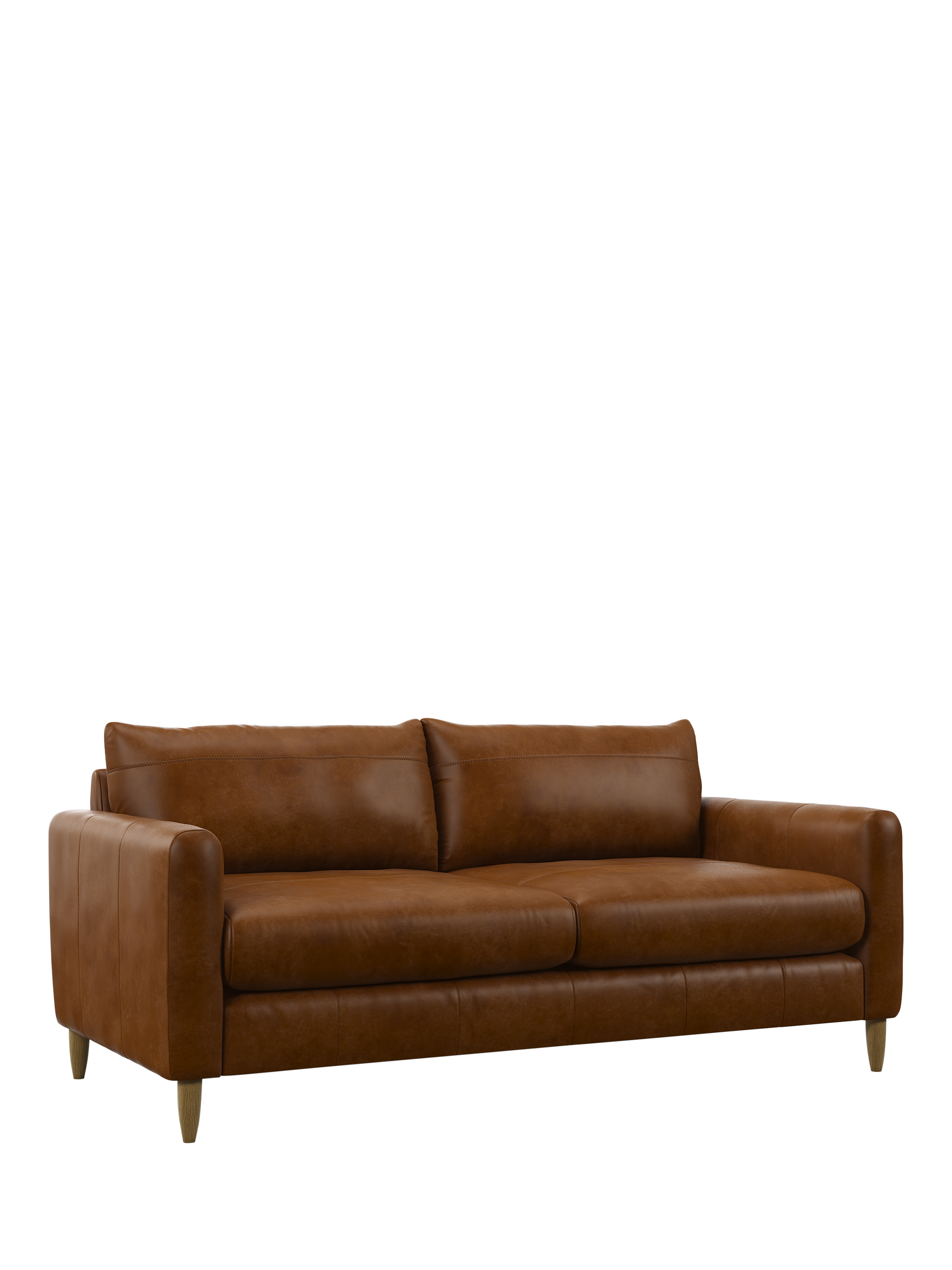 Bailey II Range, John Lewis Bailey II Large 3 Seater Leather Sofa, Light Leg, Brown