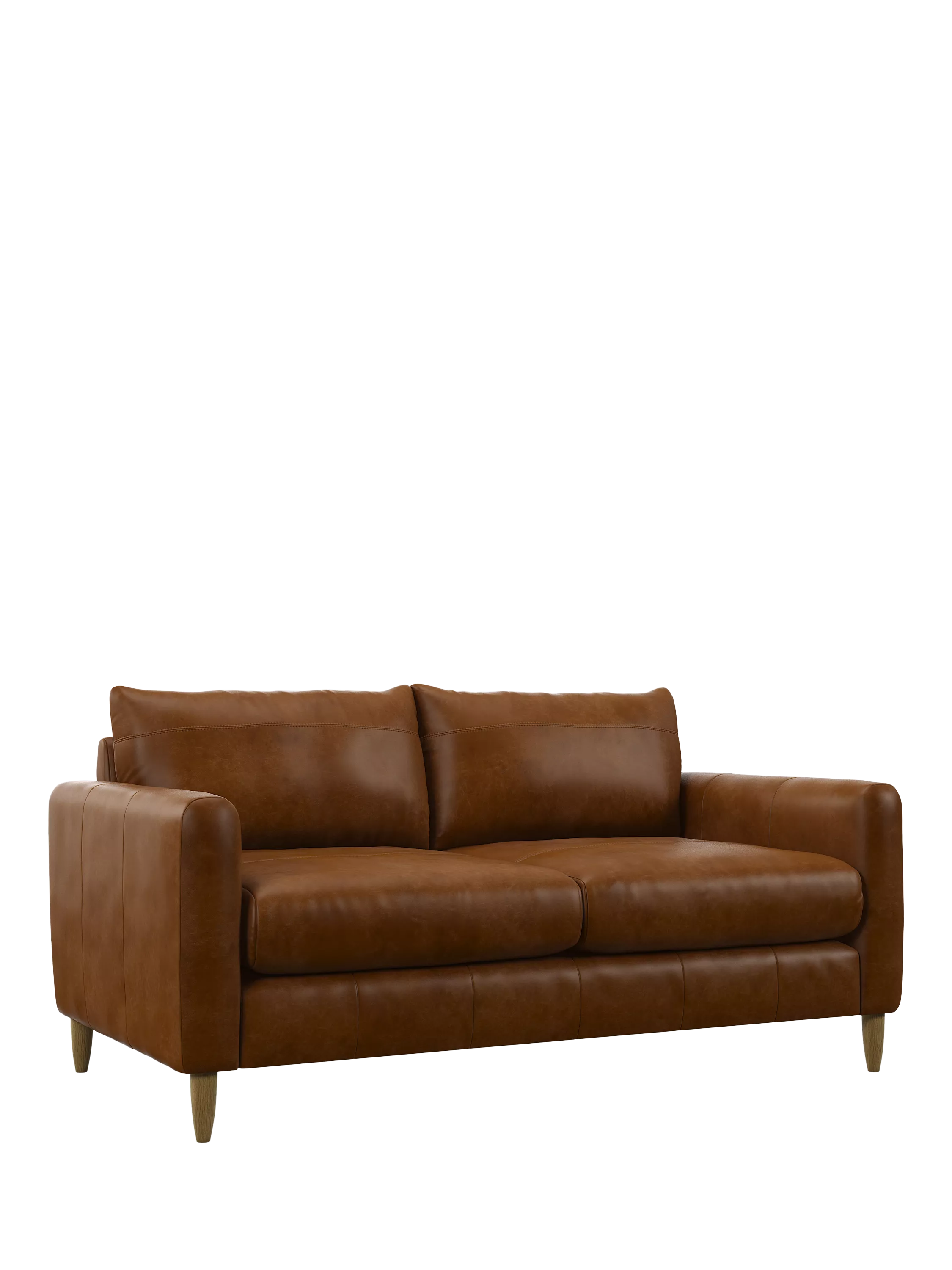 John Lewis Bailey II Medium 2 Seater Leather Sofa, Light Leg, Brown