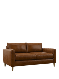 John Lewis Bailey II Medium 2 Seater Leather Sofa, Light Leg, Brown, Brown