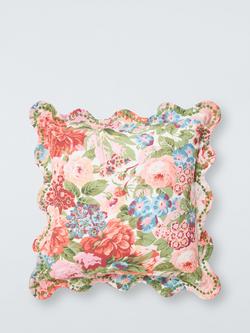 John Lewis x Sanderson Boxwood Cushion, Avocado/Pink, Avocado Pink
