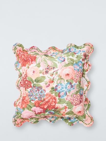 John Lewis x Sanderson Rose and Peony Cushion, Peach, Peach