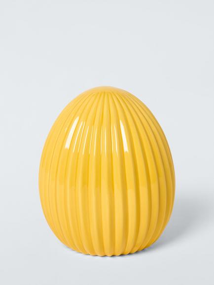 John Lewis Ridged Ceramic Egg, Yellow, H17.3cm, Yellow