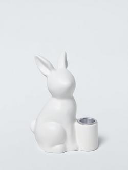 John Lewis Bunny Ceramic Candle Holder, White, White