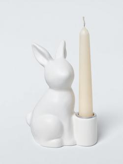 John Lewis Bunny Ceramic Candle Holder, White - view 2, White
