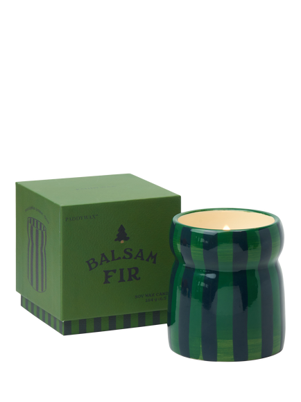 Paddywax Cabana Balsam Fir Scented Candle, 439g - view 2, Green Stripe