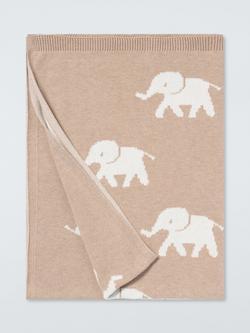 John Lewis Eden Safari Elephants Blanket, Brown, Brown