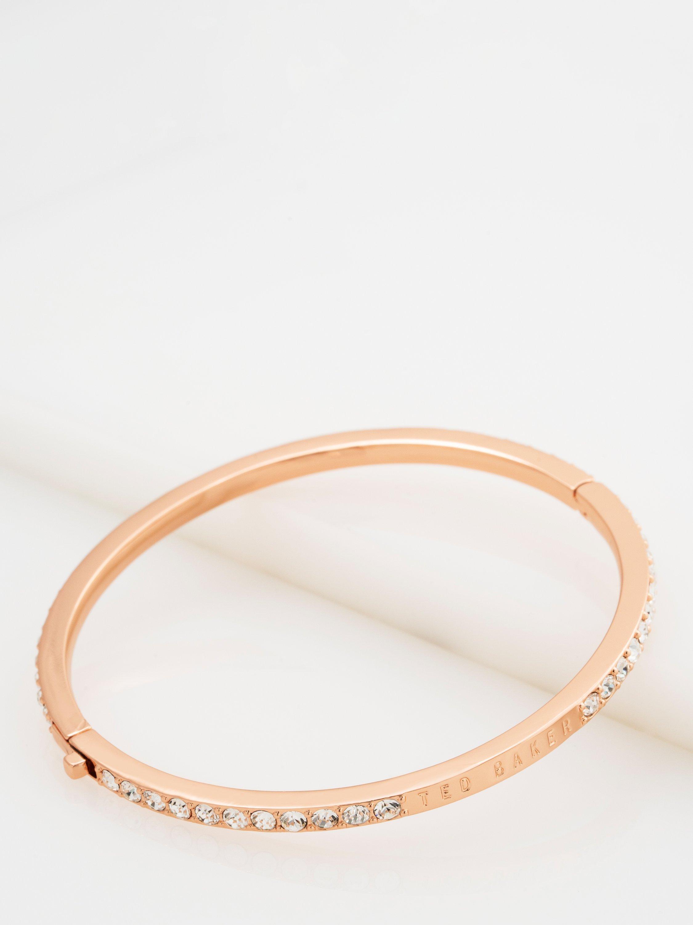 Product image 4 of 6, which shows Ted Baker Claudia Narrow Crystal Hinged Bangle Bracelet, Rose Gold