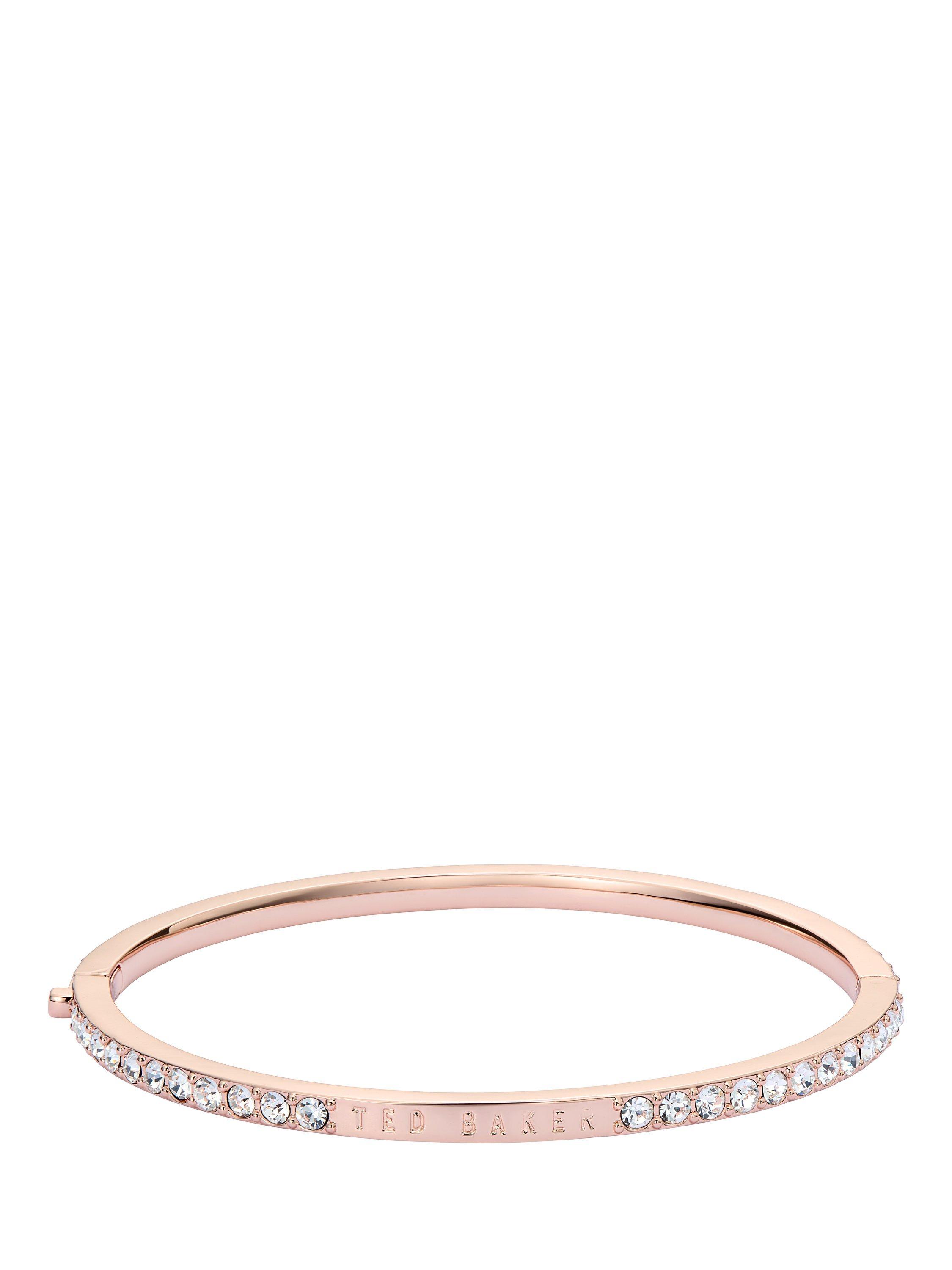 Product image 5 of 6, which shows Ted Baker Claudia Narrow Crystal Hinged Bangle Bracelet, Rose Gold