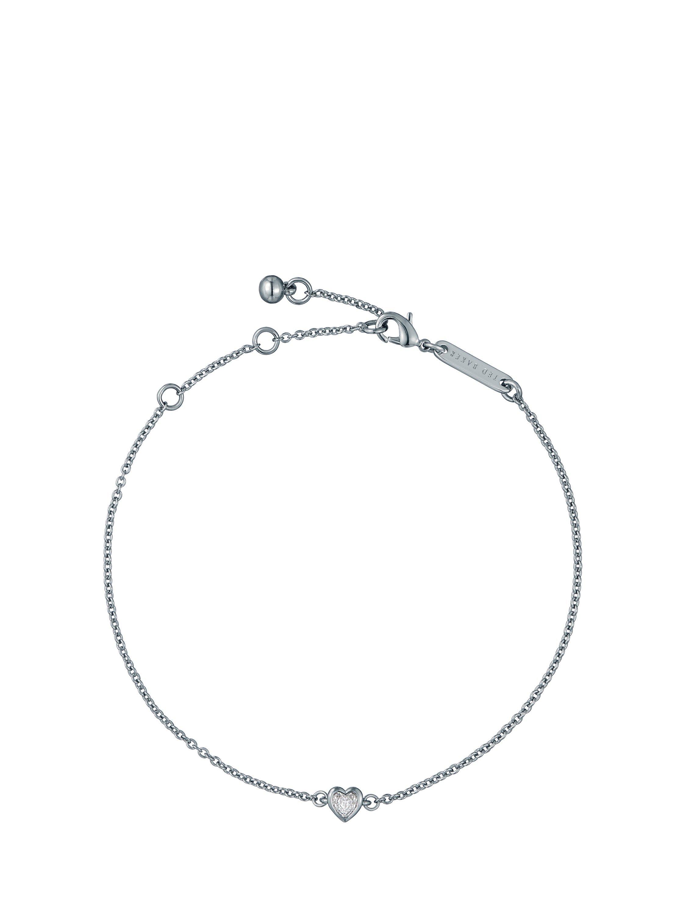 Product image 1 of 6, which shows Ted Baker Halle Mini Crystal Heart Adjustable Bracelet, Silver/Clear Crystal