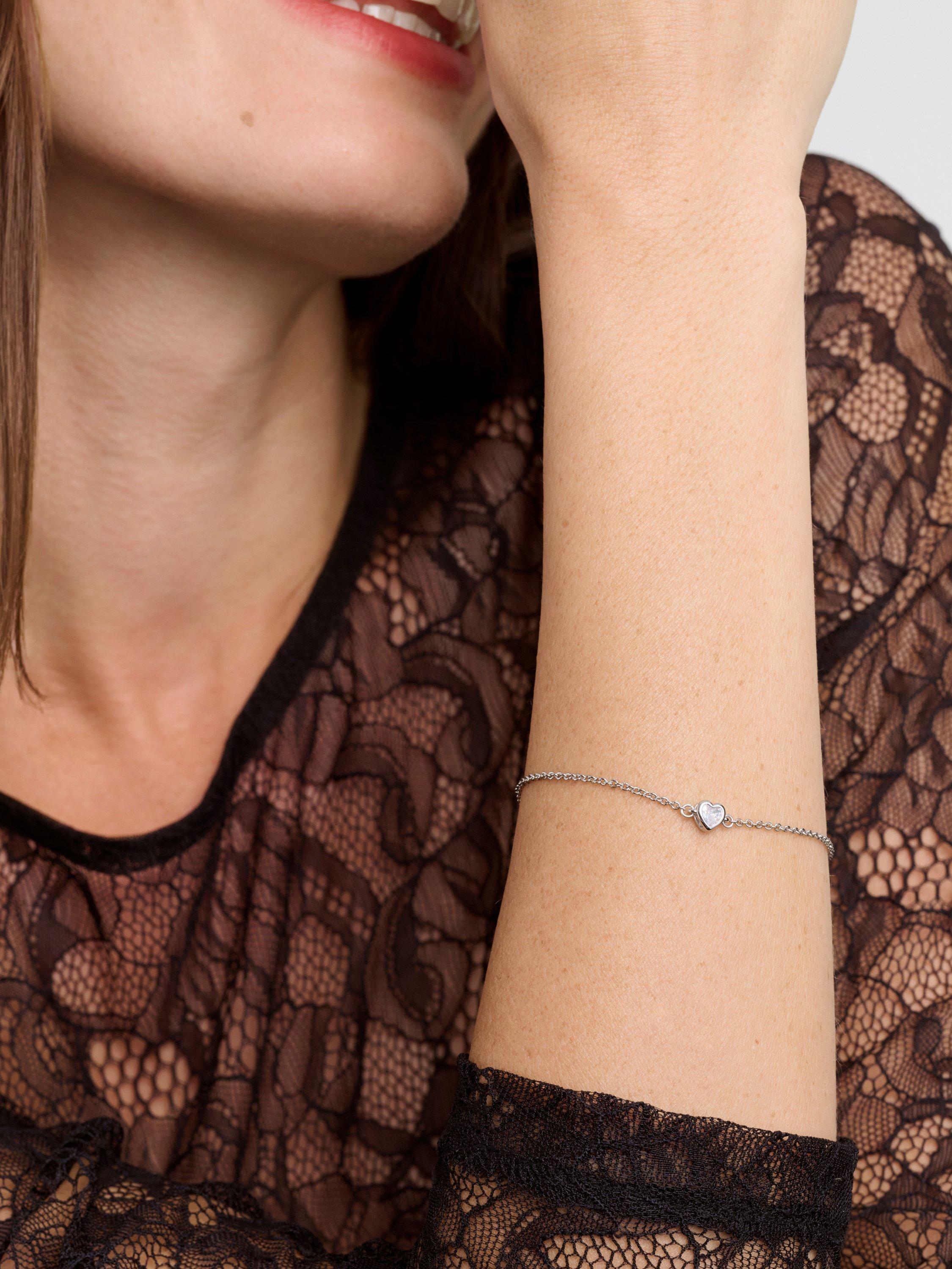 Product image 2 of 6, which shows Ted Baker Halle Mini Crystal Heart Adjustable Bracelet, Silver/Clear Crystal