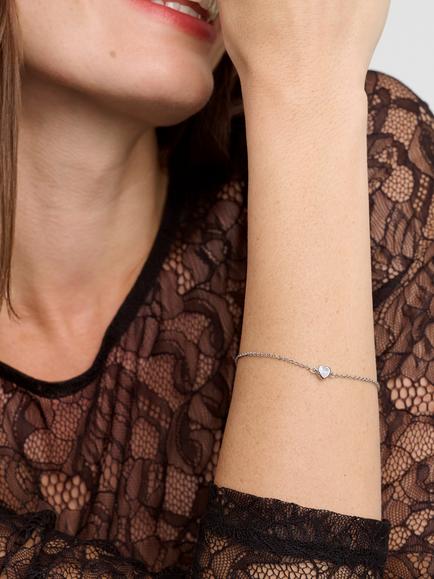 Ted Baker Halle Mini Crystal Heart Adjustable Bracelet, Silver/Clear Crystal - view 2, Silver/Clear Crystal