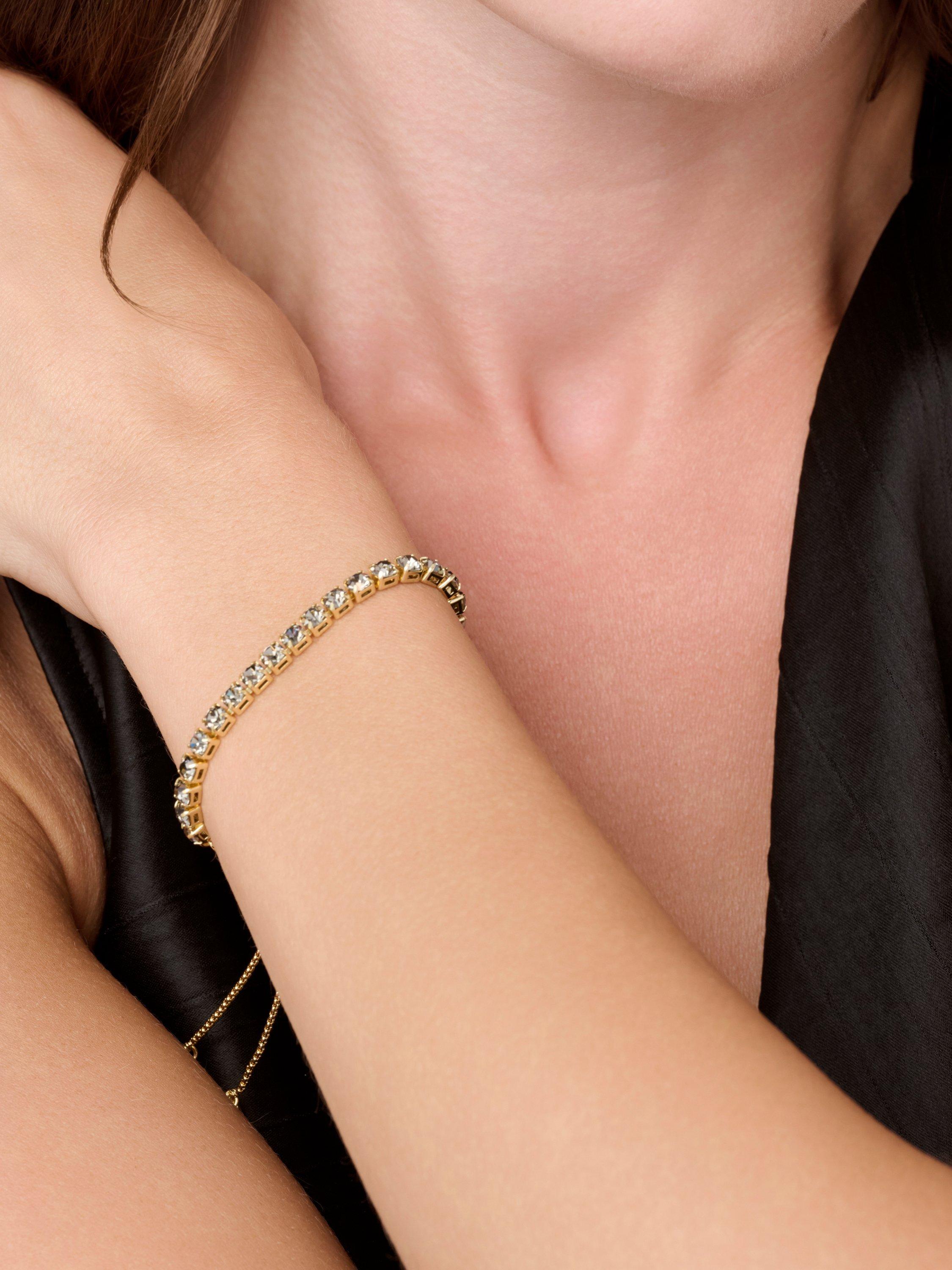 Product image 4 of 7, which shows Ted Baker Melrah Crystal Adjustable Tennis Bracelet, Gold/Black