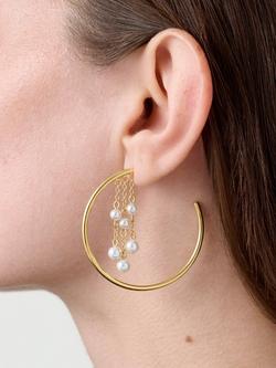 Ted Baker Casey Cascade Hoop Earrings, Gold Tone Pearl - view 2, Gold Tone Pearl