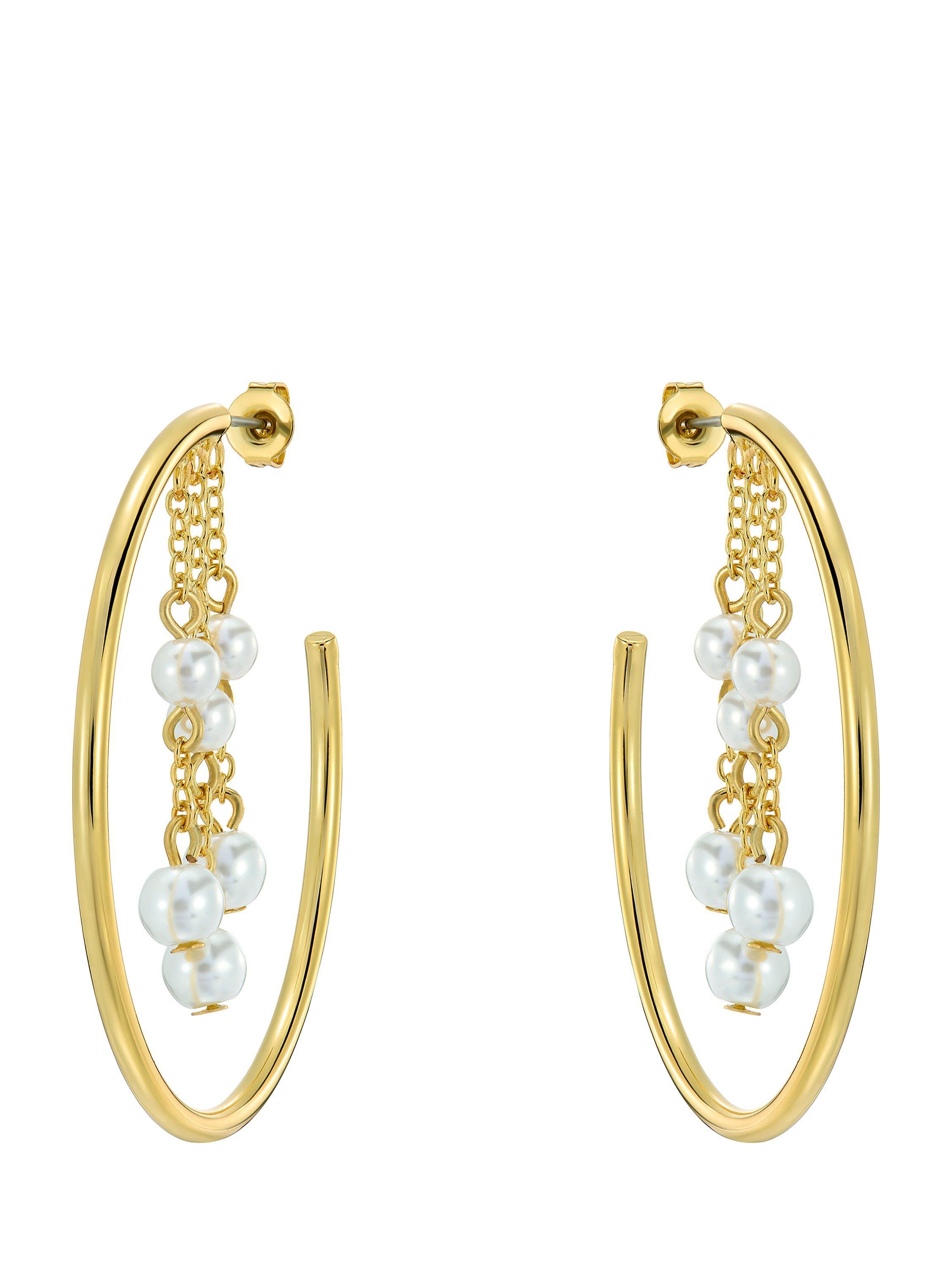 Product image 5 of 6, which shows Ted Baker Casey Cascade Hoop Earrings, Gold Tone Pearl