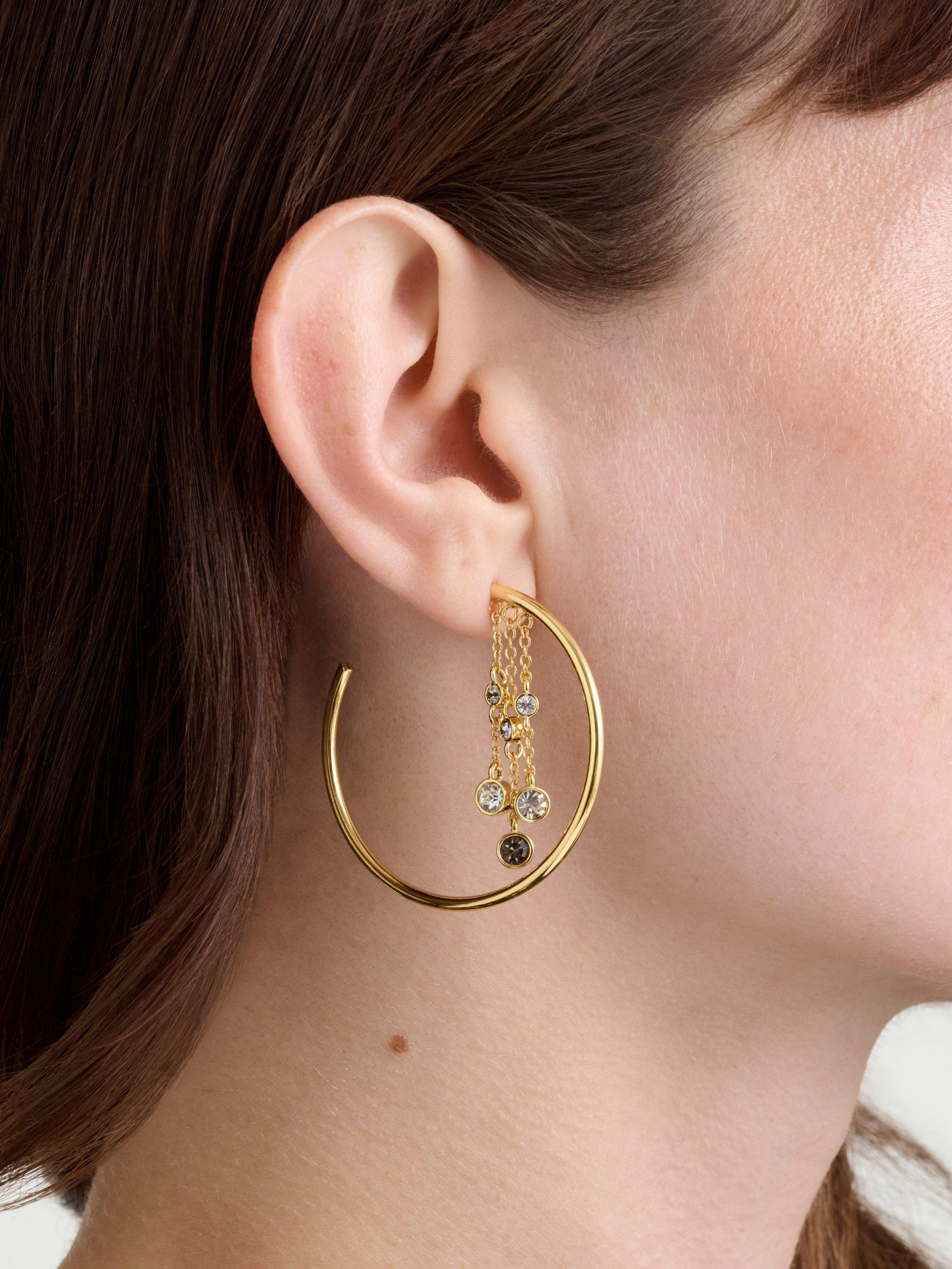 Product image 2 of 6, which shows Ted Baker Cassidy Cascade Hoop Crystal Earrings, Gold